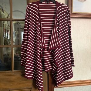 Staccato Burgundy and White Striped Cardigan